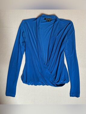 💜 Femme Royal Blue Wrap-Front Long Sleeve Top